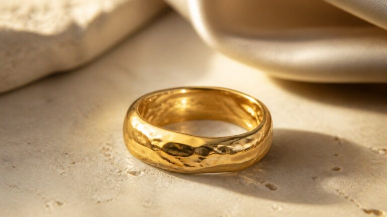 Bague en vermeil plaqué or sur argent massif avec reflets brillants
