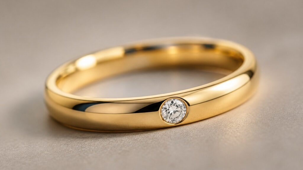 Bague en or jaune avec un diamant étincelant
