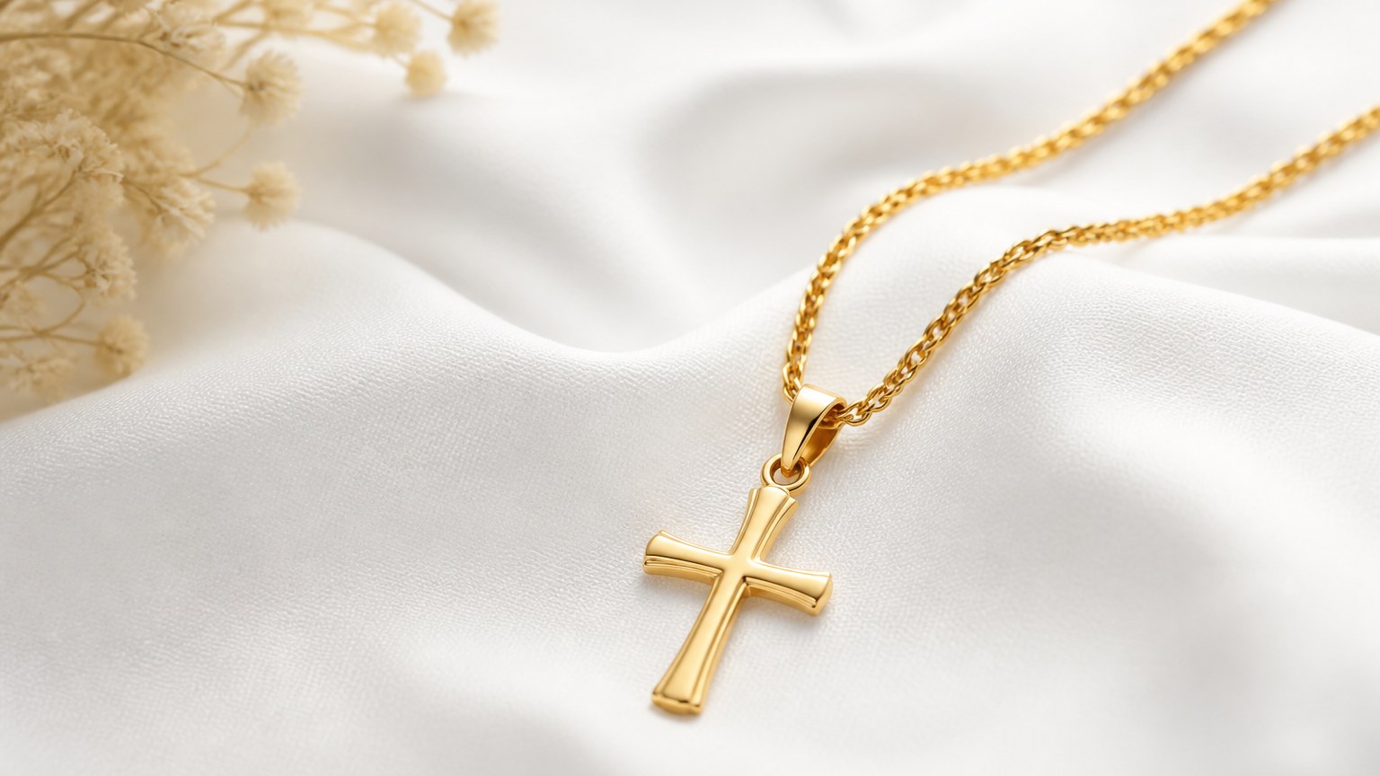Chaîne en or avec pendentif croix classique