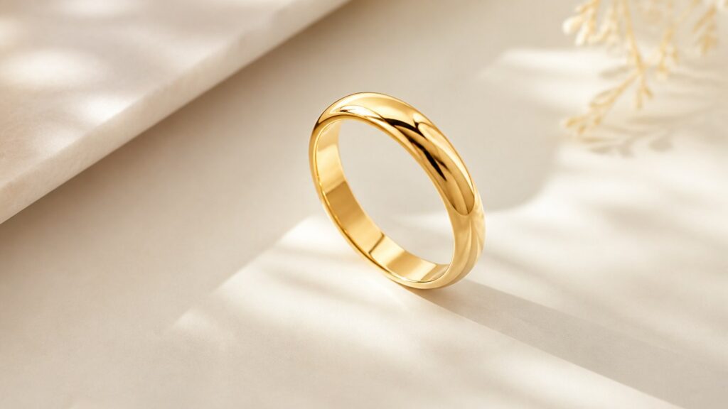 Bague en or jaune 18 carats simple et élégante