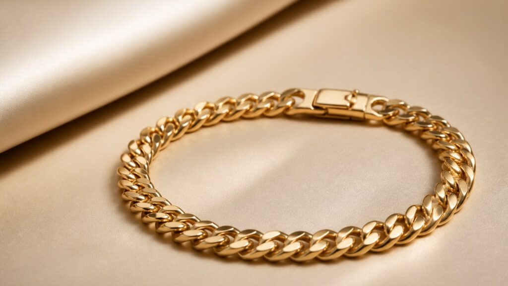 Bracelet gourmette en or jaune 18 carats pour homme élégant