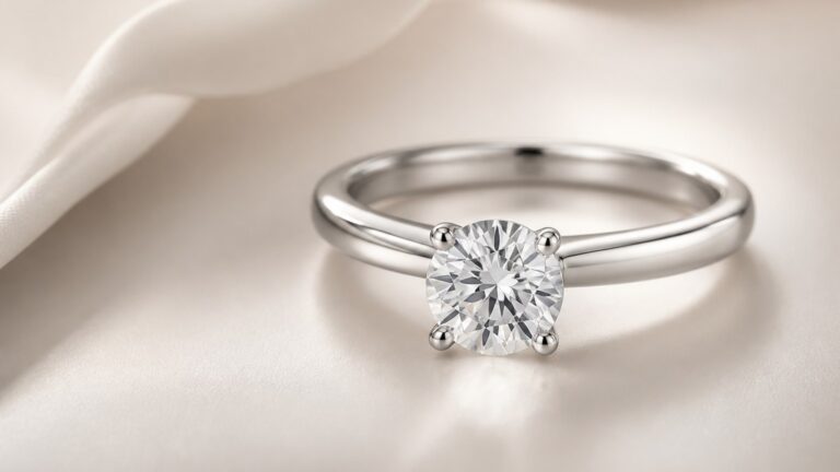 Bague de fiançailles en or blanc avec diamant solitaire