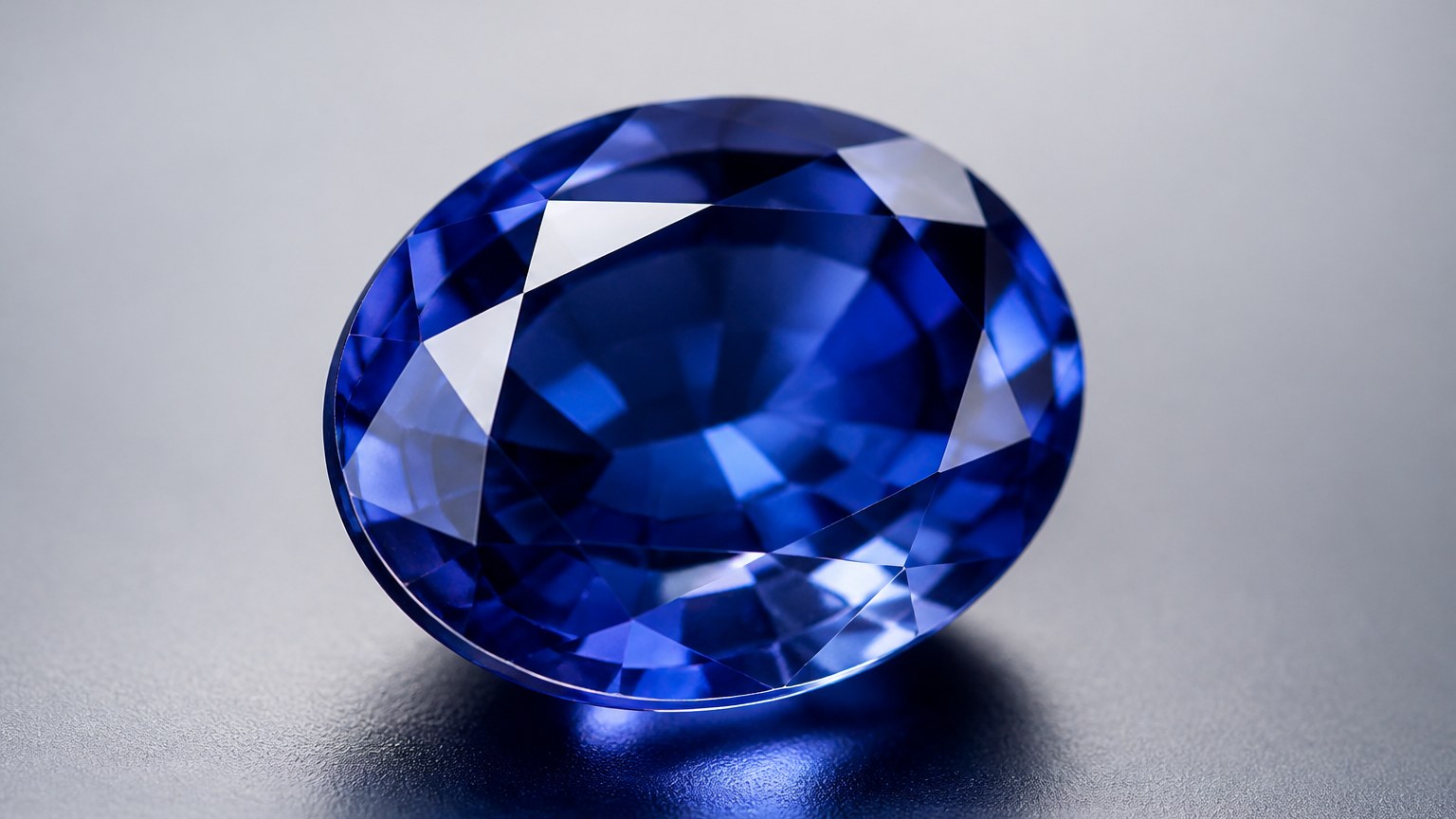 Gros plan sur un saphir bleu taillé brillant