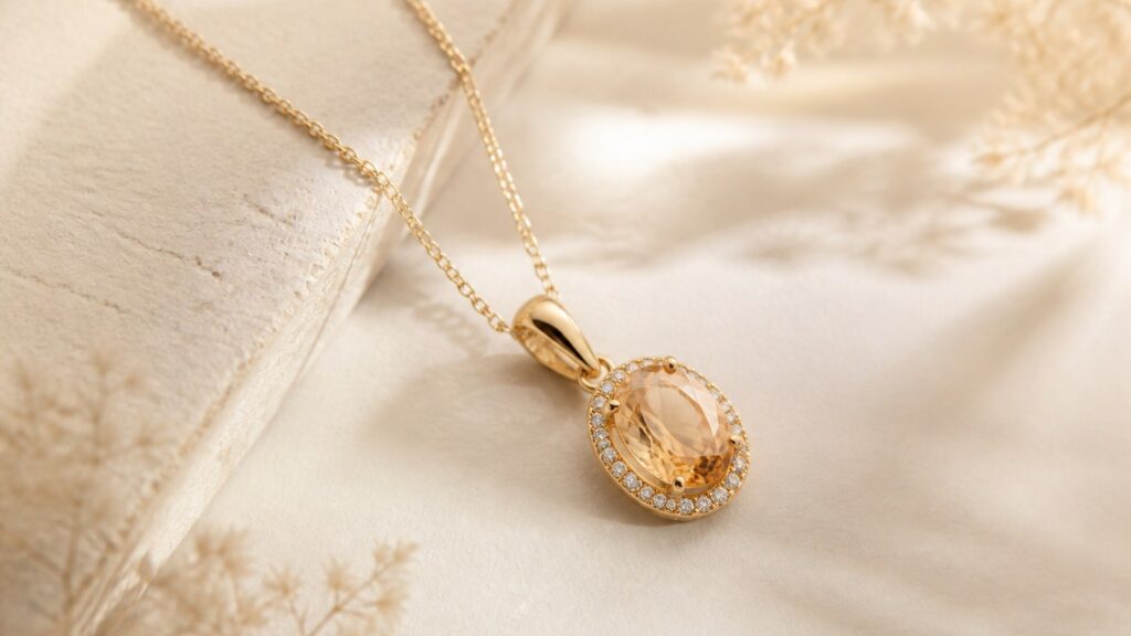 Collier en or jaune avec pendentif en pierre précieuse