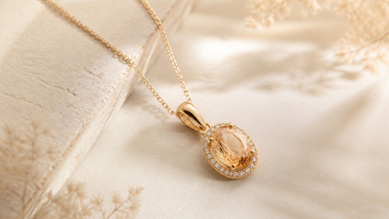 Collier en or jaune avec pendentif en pierre précieuse