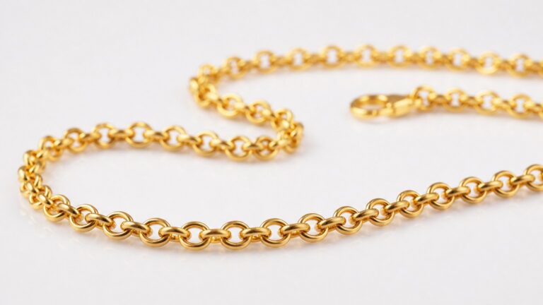 Détail d'une chaîne en or 18 carats 60 cm maille forçat ronde