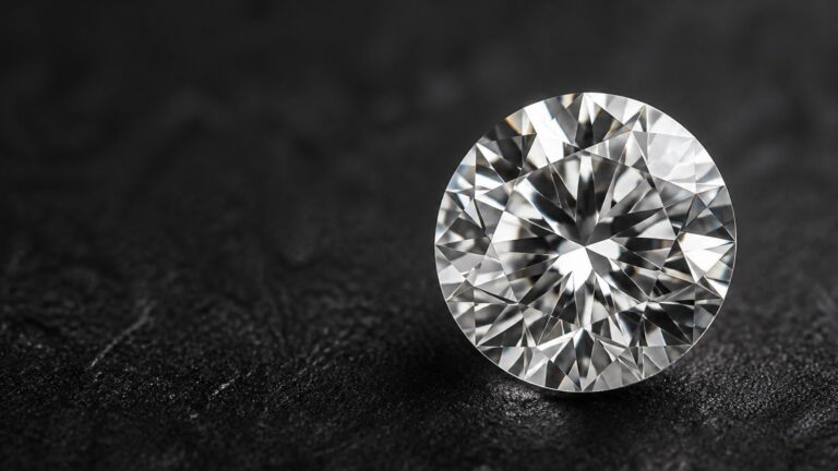 Diamant rond brillant de 2 carats éclairé sur fond noir