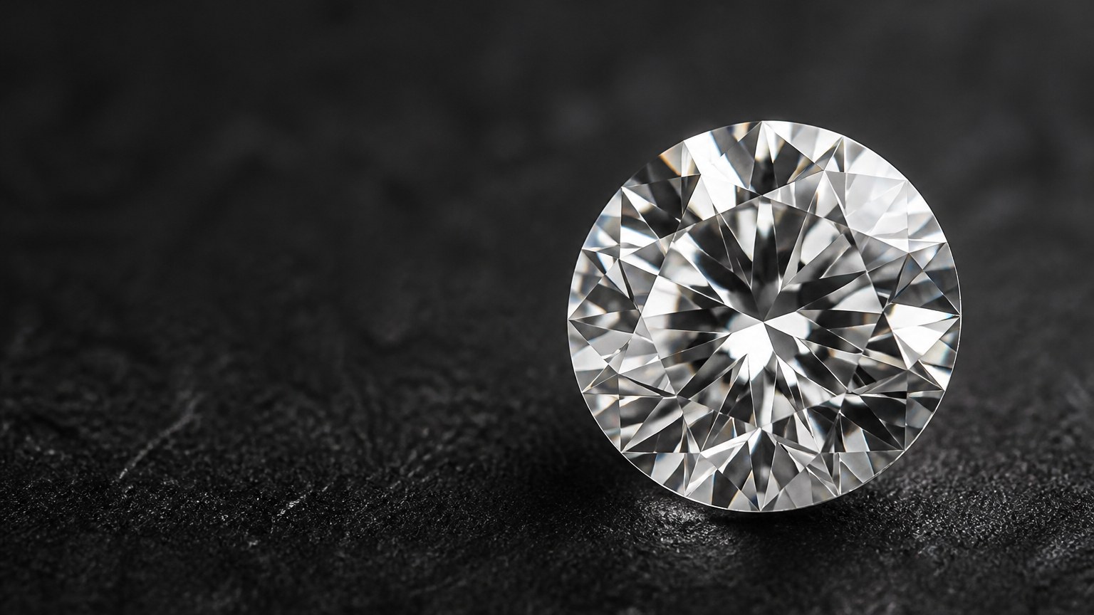 Diamant rond brillant de 2 carats éclairé sur fond noir