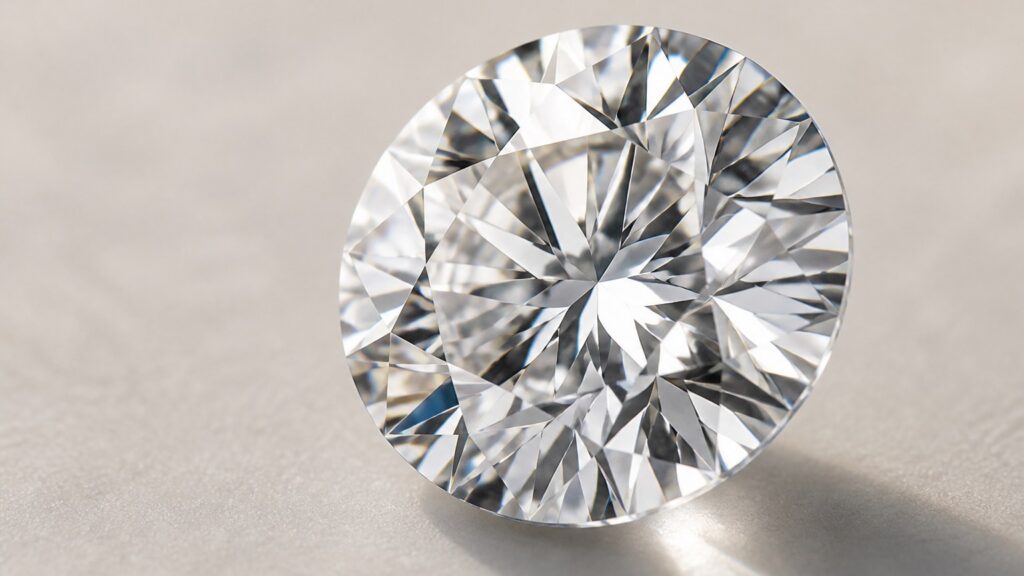 Diamant taillé brillant vu en gros plan