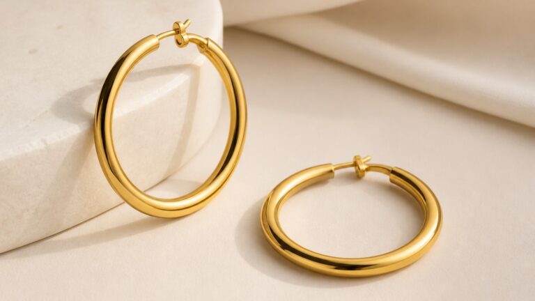 Boucles d'oreilles créoles en or jaune élégantes et minimalistes