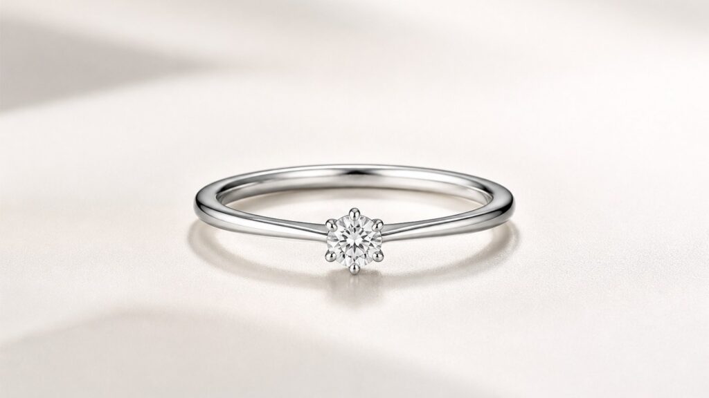 Bague avec diamant de 0,10 carat en or blanc