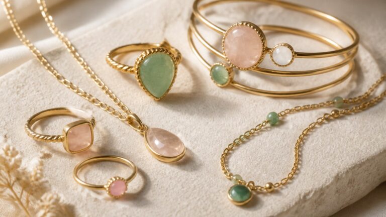 Collection bijoux SRD plaqué or avec pierres semi-précieuses