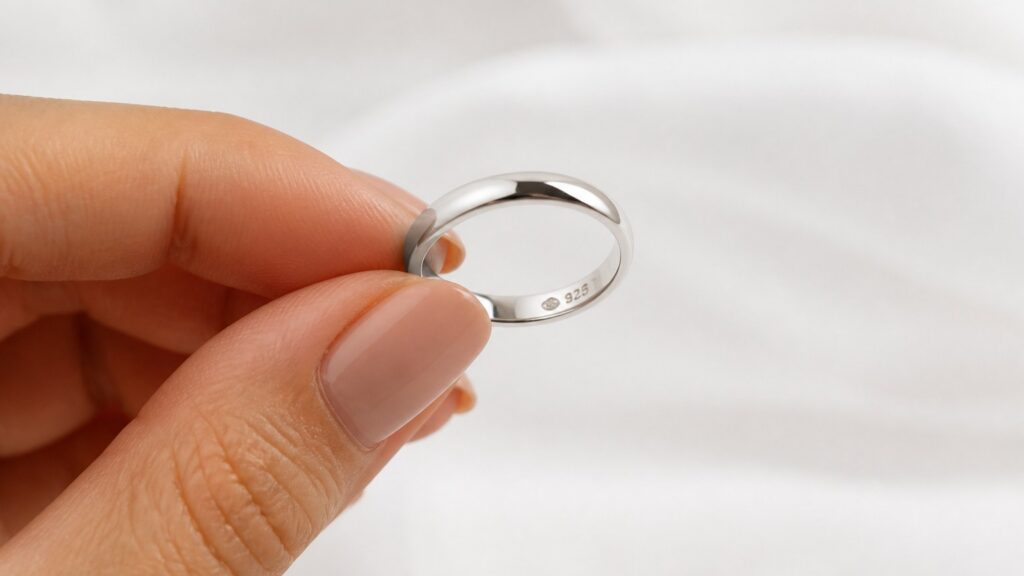 Bague en argent 925 avec poinçon visible