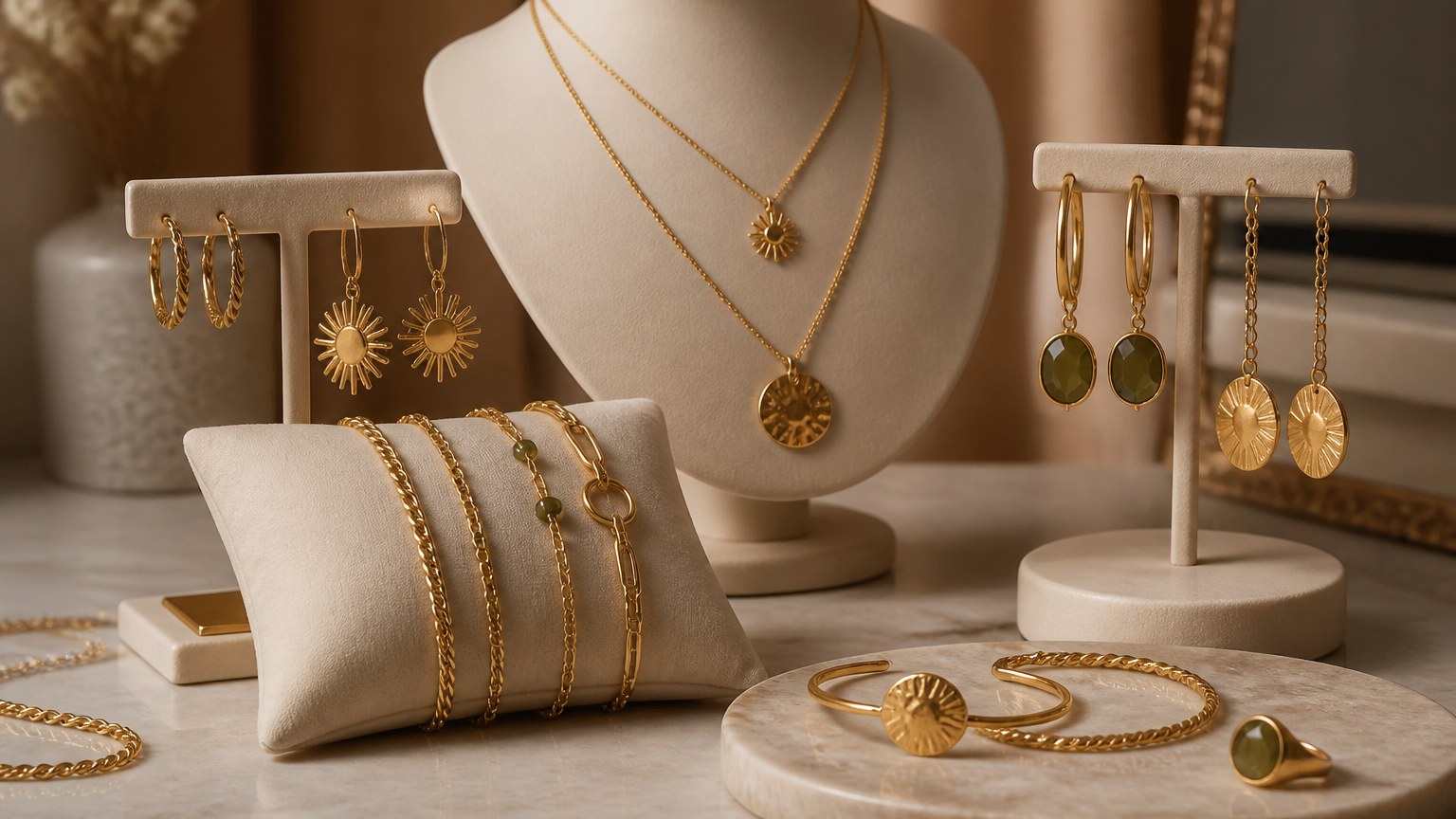 Collection de bijoux en vermeil avec différents modèles