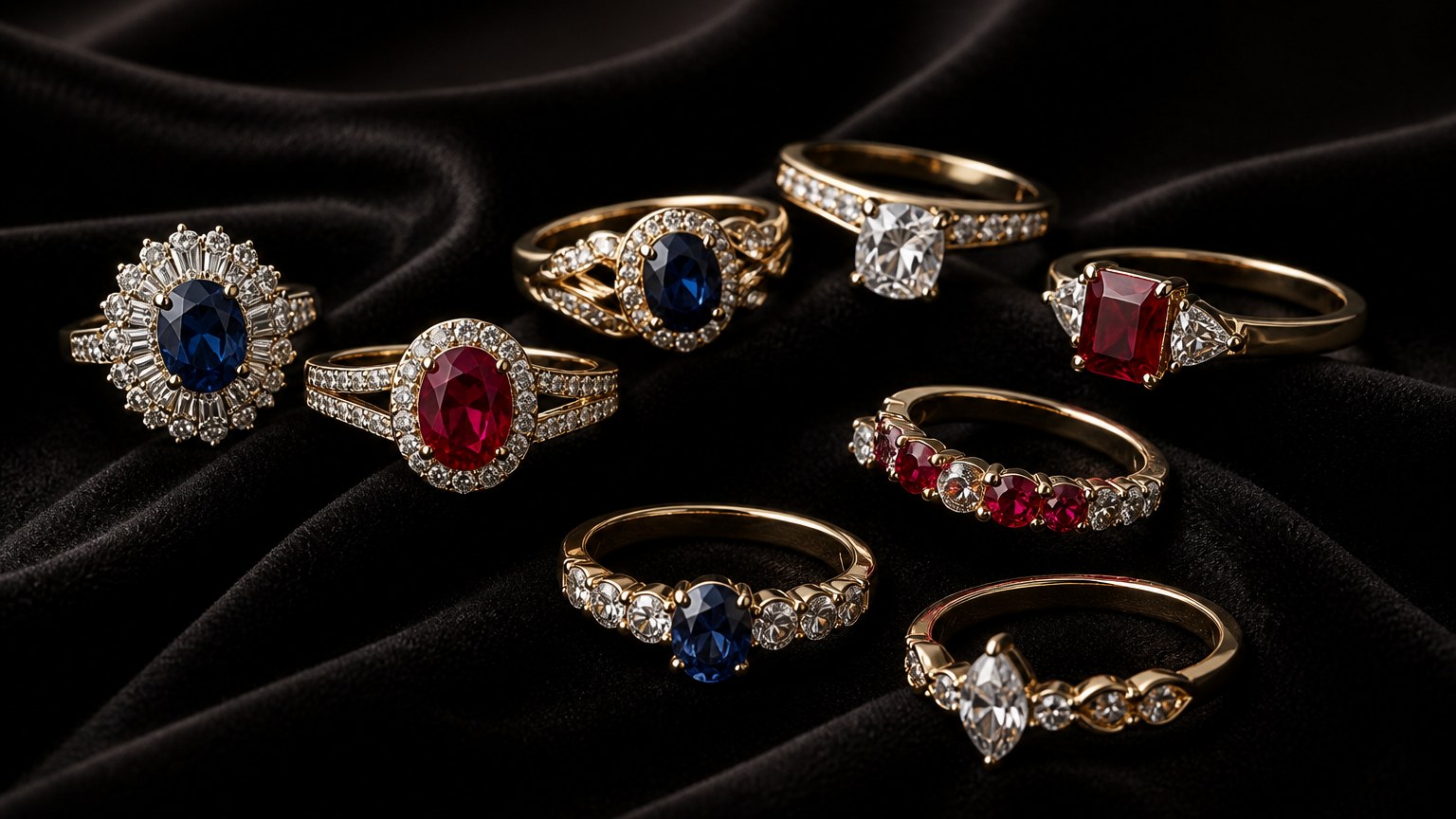 Bagues de joaillerie en or ornées de pierres précieuses