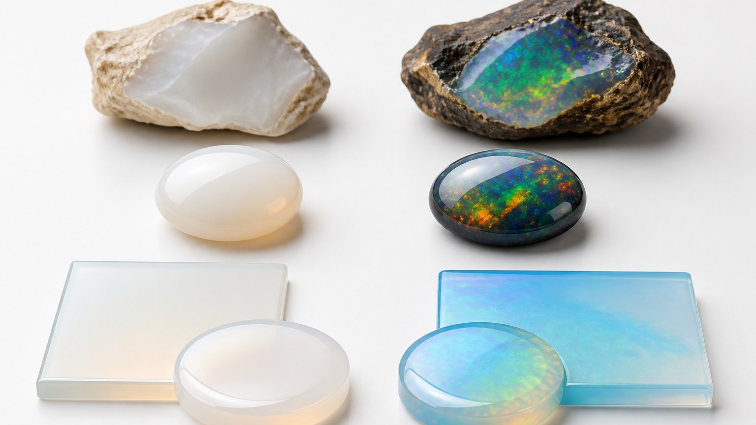 Tableau comparatif entre opaline et opale naturelle