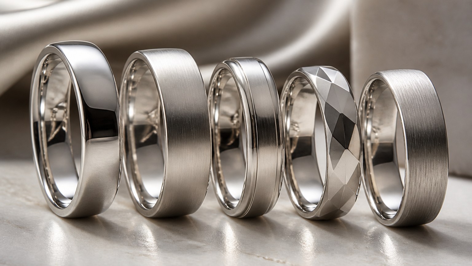 Collection variée d'alliances en or blanc pour homme