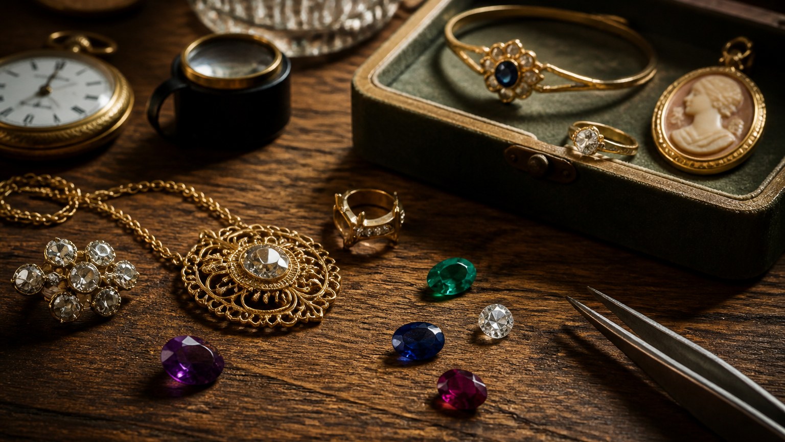 Bijoux anciens avec pierres précieuses pour transformation sur mesure