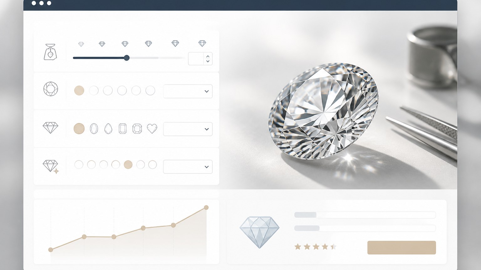 Interface d'un simulateur prix diamant en ligne