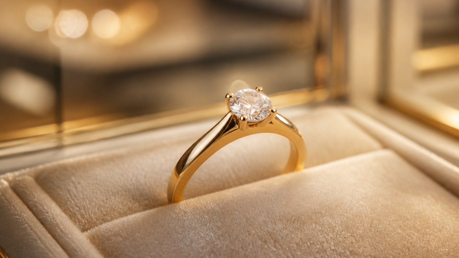 Bague en or avec diamant exposée à la bijouterie Maty Nantes