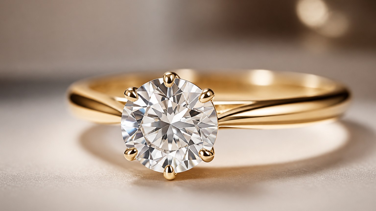 Bague en or avec diamant dans une bijouterie