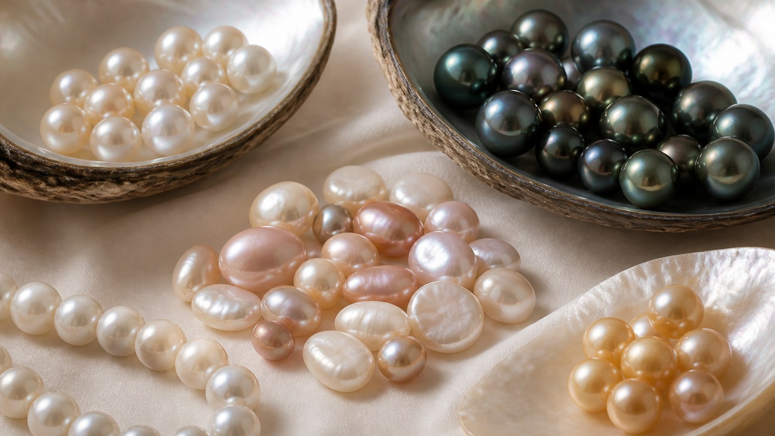 Différents types de perles de culture : Akoya, eau douce, Tahiti, Australie