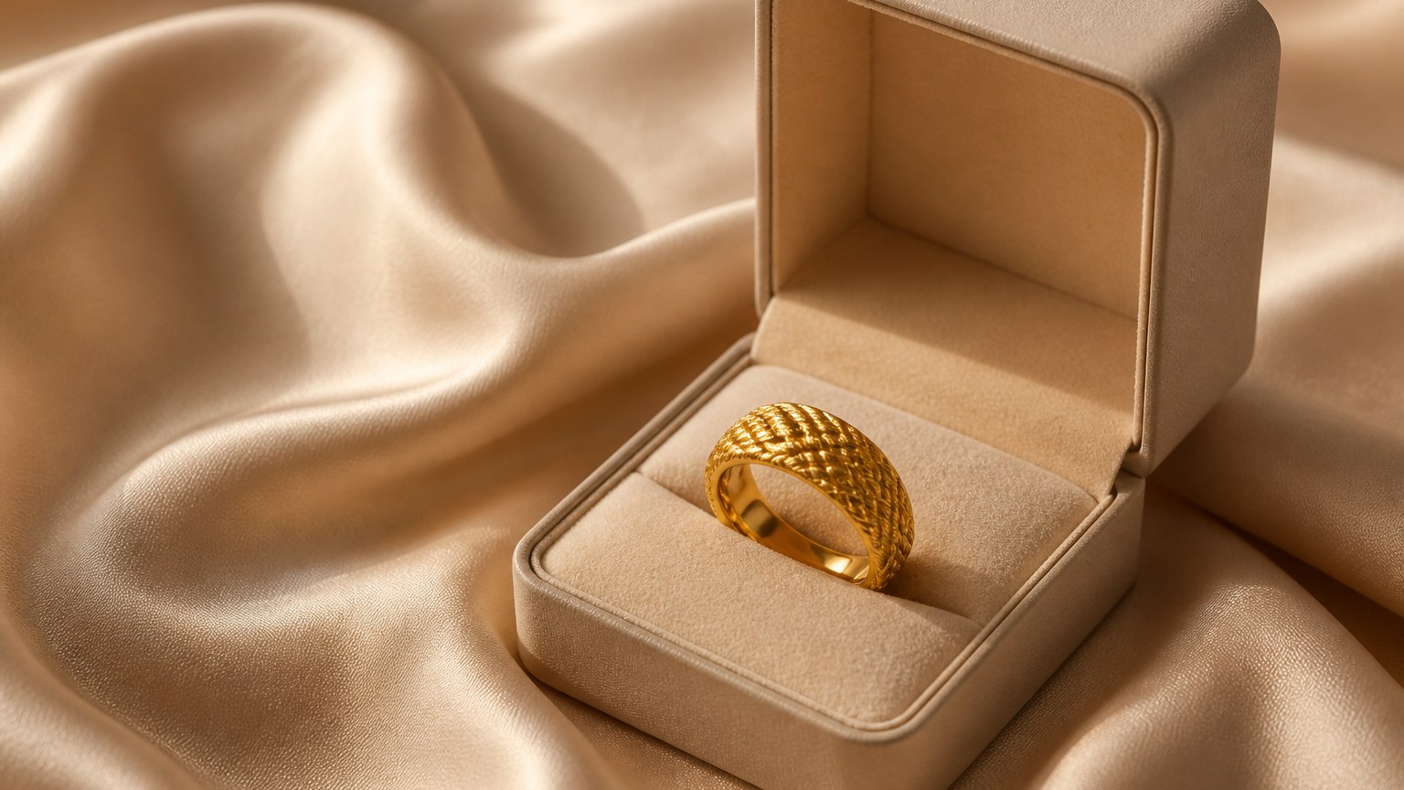 Bague en or 24 carats dans son écrin
