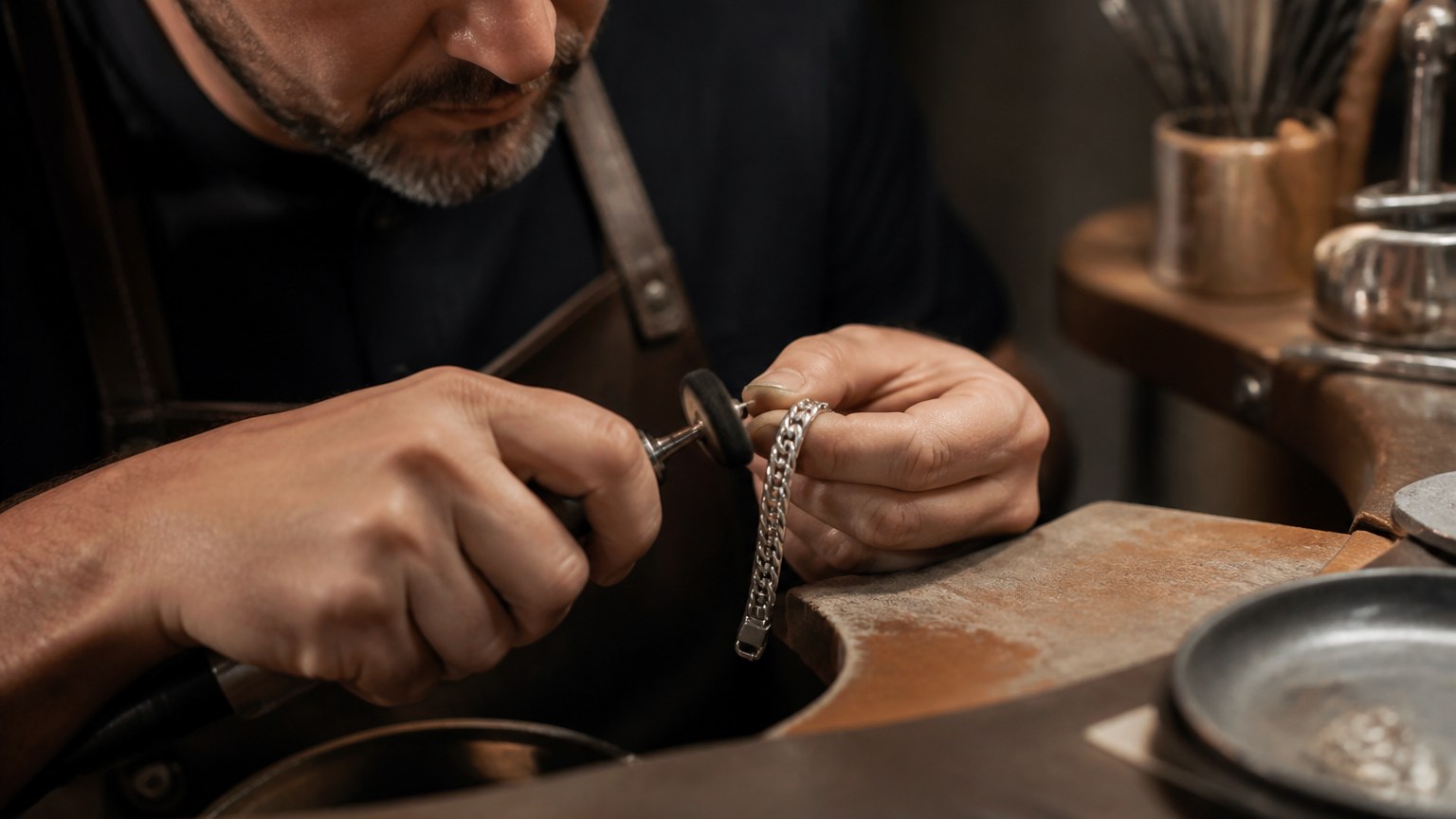 Fabrication d’un bijou en vermeil, étape d’électrolyse