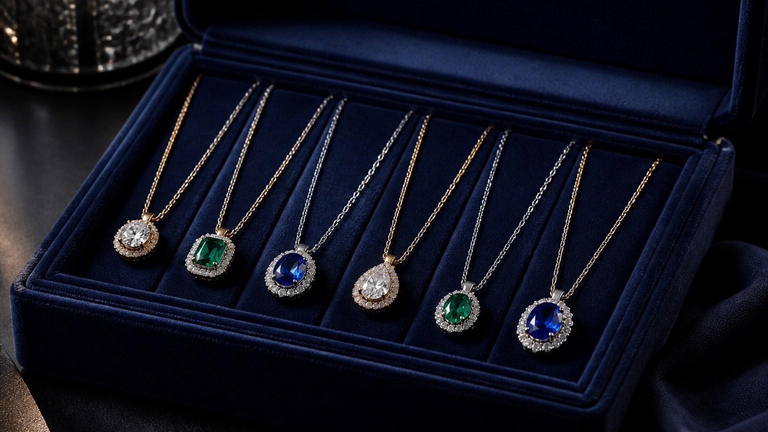 Boîte de rangement pour colliers en pierres précieuses