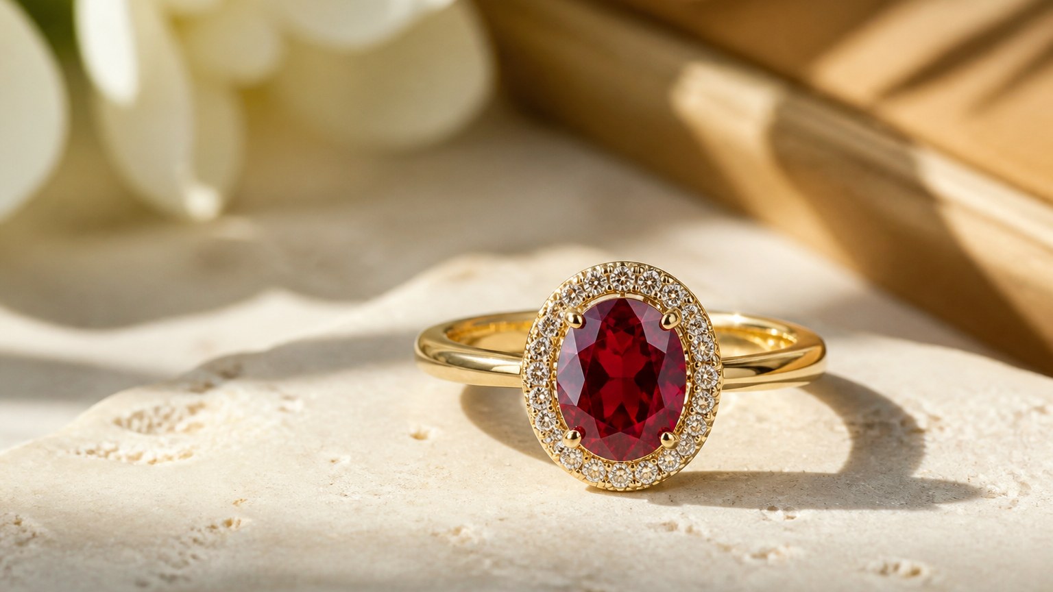 Bague en or avec un rubis rouge profond