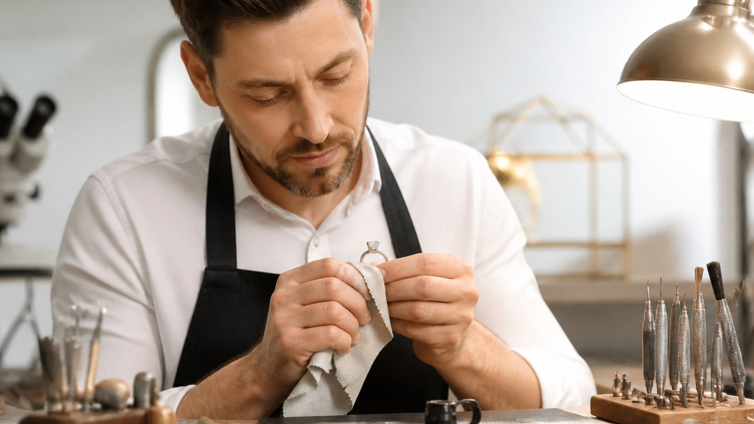 Entretien professionnel d'une bague de fiançailles Swarovski