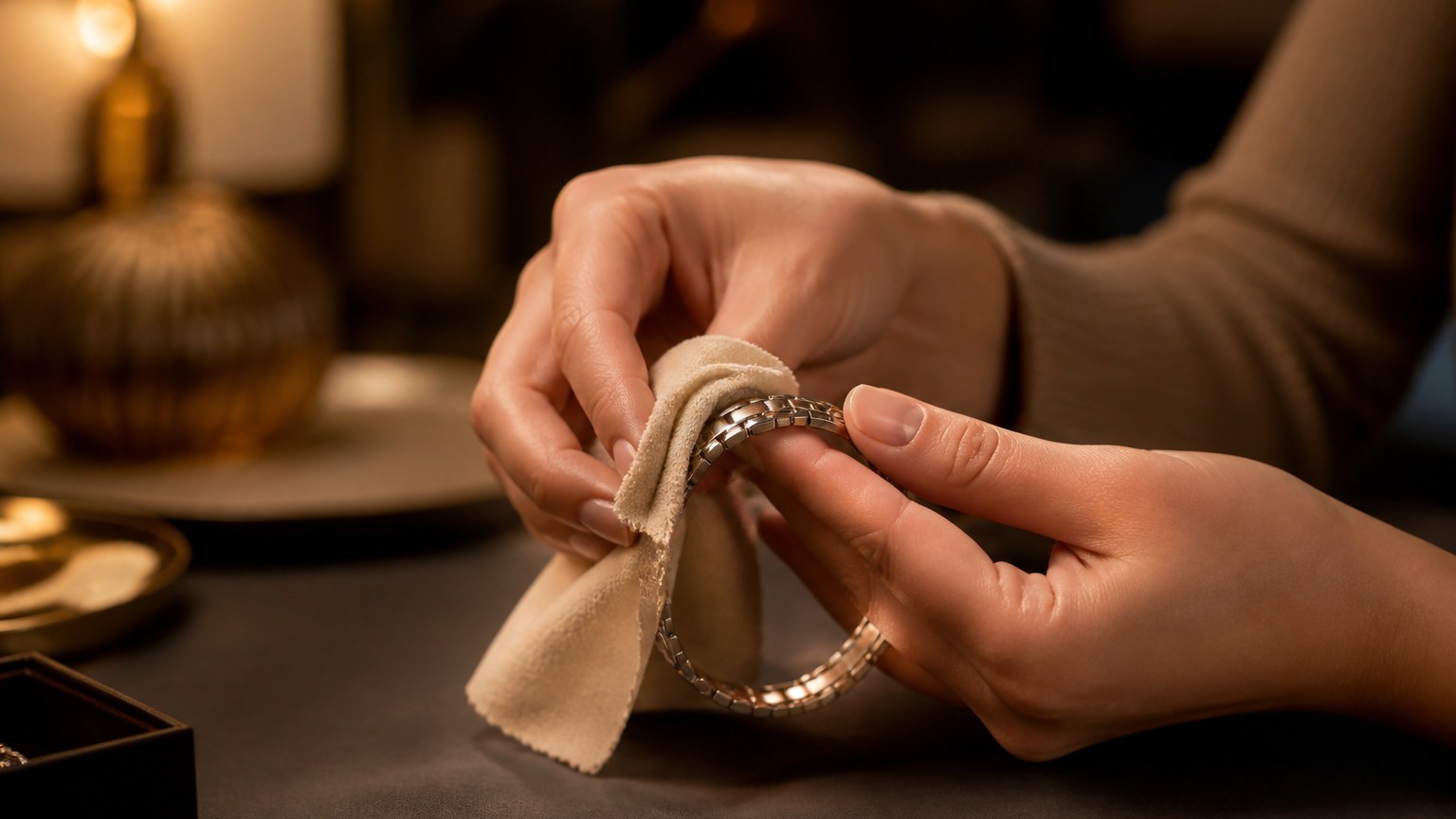 Entretien d'un bracelet bijou SRD avec chiffon doux